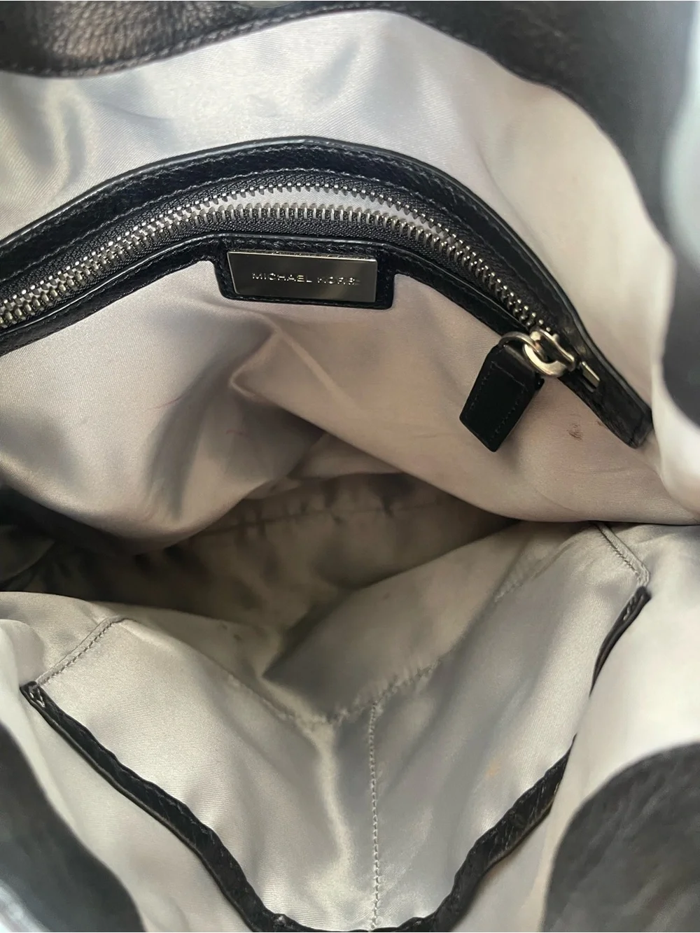 Michael Kors Dark Brown Leather Hobo with Silver-Tone Hardware